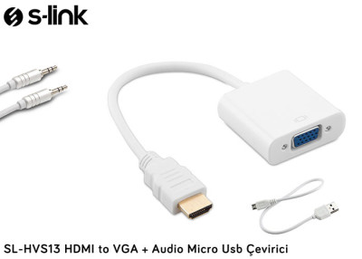 HDMI to VGA SL-HVS13+ Audio Micro Usb Kabal